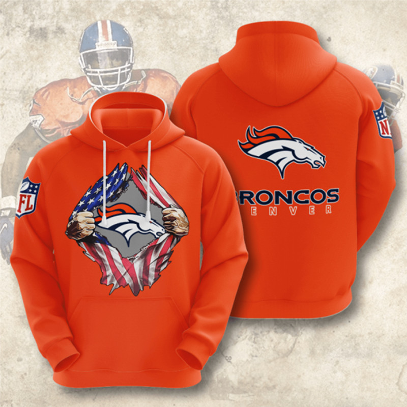 Men's Denver Broncos Orange NFL 3D Trending T-Shirt Hoodie